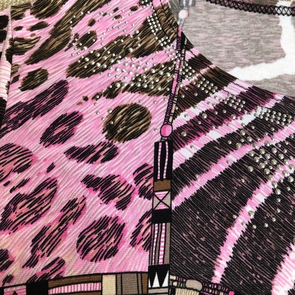 Damee Inc 2 Piece Embellished Jacket & Top Set Pink Animal Print  Women’s Small - Picture 15 of 16